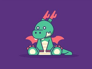 cute dragon cartoon illustration