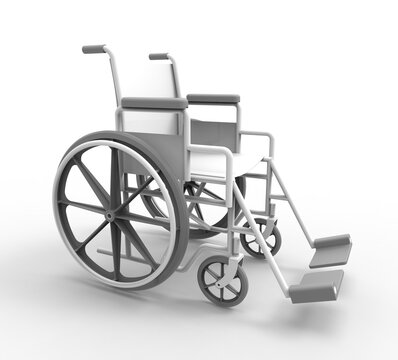 white wheelchair - 3D rendering