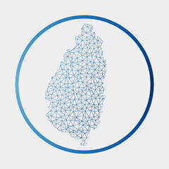 Saint Lucia icon. Network map of the island. Round Saint Lucia sign with gradient ring. Technology, internet, network, telecommunication concept. Vector illustration.