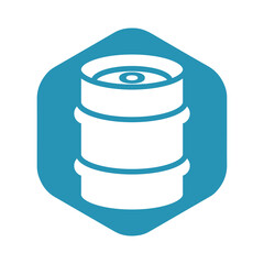 Keg icon. Metal container for storing and transporting beer and other beverages. Vector illustration isolated on a white background for design and web.