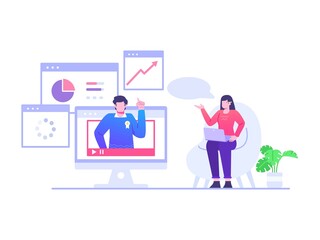e course and online tutorial concept illustration