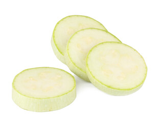 Szucchini slices isolated on white background