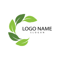 Logos of green Tree leaf ecology nature element