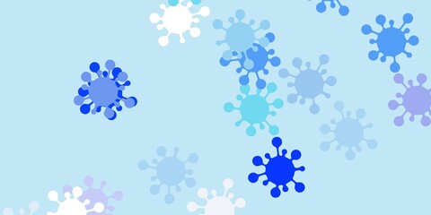 Naklejka na ściany i meble Light blue vector pattern with coronavirus elements.