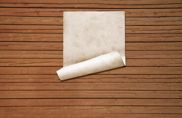 paper on wooden wall