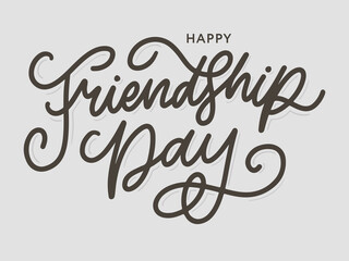 Vector illustration of hand drawn happy friendship day felicitation in fashion style with lettering text sign and color triangle for grunge effect isolated on white background