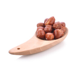 roasted peanuts isolated on white background