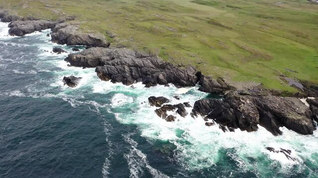 Aerial view of the coastline at Daros in County Donegal - Ireland.