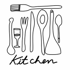 doodle kitchen utensils vector illustration
