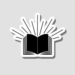 Open book page sticker isolated on gray background