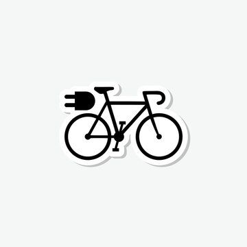 E Bike, Electric bike sticker isolated on gray background