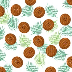 Cute coconut character pattern vector
