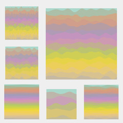 Abstract waves background collection. Curves in green orange blue green colors. Stylish vector illustration.
