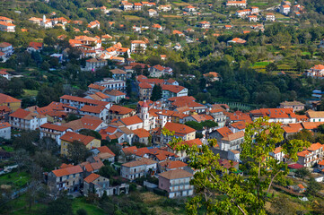 Fototapeta na wymiar Panoramic view of the old town of Bomerano on the mountains of the Amalfi coast.