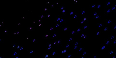 Dark Pink, Blue vector texture with women's rights symbols.