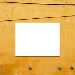 Poster mockup on yellow wall