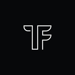 Minimal elegant monogram art logo. Outstanding professional trendy awesome artistic TF FT initial based Alphabet icon logo. Premium Business logo white color on black background