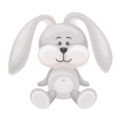 Stuffed or Fluffy Toy Hare Isolated on White Background Vector Illustration