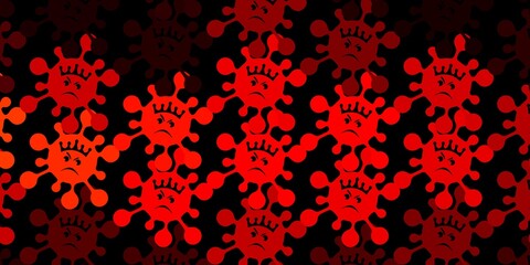 Fototapeta na wymiar Dark red, yellow vector pattern with coronavirus elements.