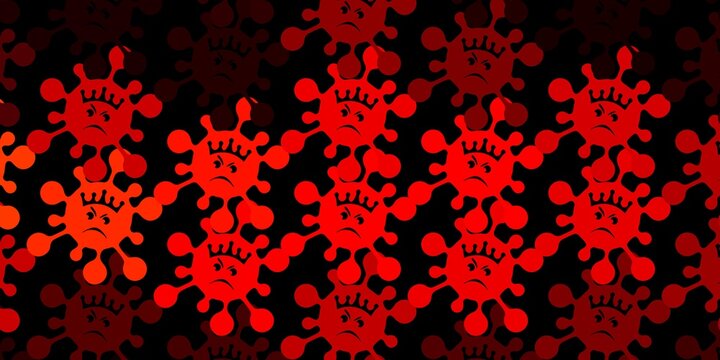 Dark red, yellow vector pattern with coronavirus elements.