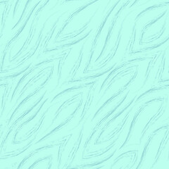 Seamless vector turquoise pattern of lines with sharp corners smoothly flowing into each other isolated on a blue background. Print for fabric or wrapping paper