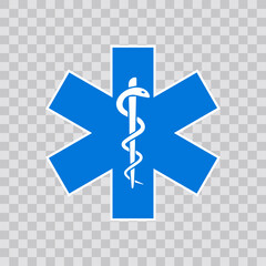 Emergency care emblem. Star of life vector logo