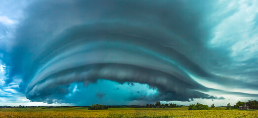 Supercell storm clouds with intense tropic rain