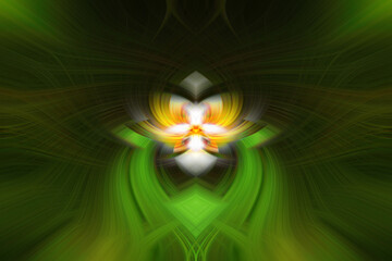 Abstract twirl effect added to a photo to create a background with green white yellow colors