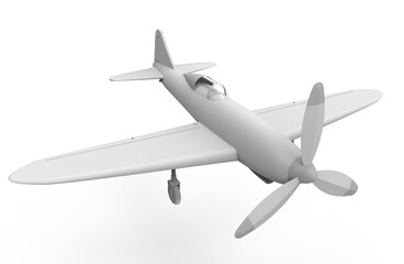 Fototapeta na wymiar Light aircraft white 3D render