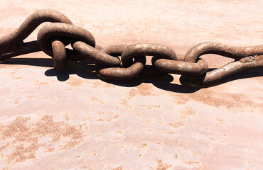 old rusty chain on the roof of the attic