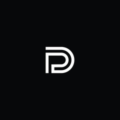 Minimal elegant monogram art logo. Outstanding professional trendy awesome artistic P PD DP initial based Alphabet icon logo. Premium Business logo white color on black background