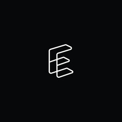 Minimal elegant monogram art logo. Outstanding professional trendy awesome artistic E EE initial based Alphabet icon logo. Premium Business logo white color on black background