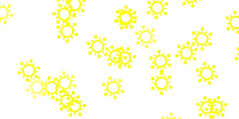 Light yellow vector background with covid-19 symbols.