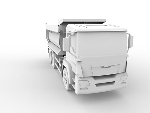 3D Truck trailer white rendering