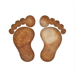 Fuß Füße Fußabdruck footprint barfuß sohle fußsohle symbol braun mit Linien Holz Haut rauh Natur natürlich nachhaltig umwelt- Park Sinne design vorlage template hintergrund isoliert website logo