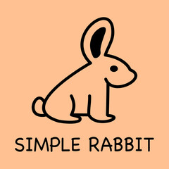 Fototapeta premium Simple vector line art icon of a cute rabbit.