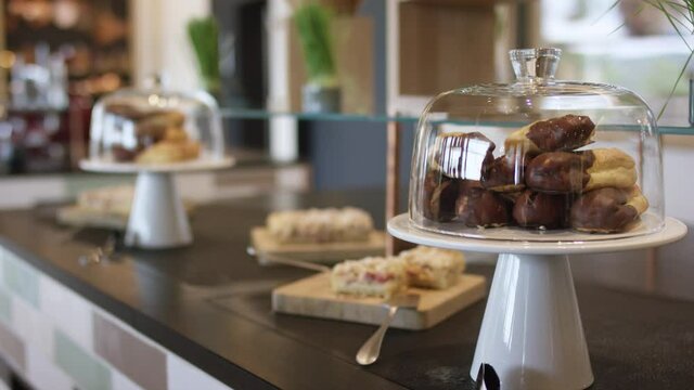sweet french baked goods served at a restaurant&rsquo;s buffet 