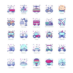 
Transport Vehicles Flat Icons Pack 
