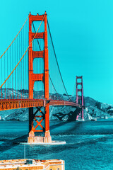 Panorama van de Gold Gate Bridge en de andere kant van de baai. San Francisco.