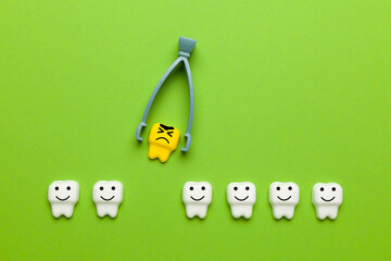 Baby tooth extraction. Surgery of children's teeth, concept.