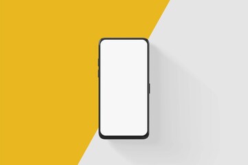 Realistic smartphone mockup with white screen isolated. Vector illustration.