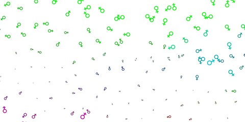 Light Pink, Green vector texture with women's rights symbols.