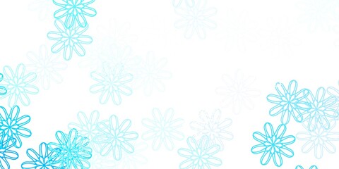 Light Pink, Blue vector doodle template with flowers.