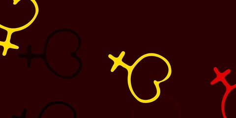 Light Red, Yellow vector texture with women's rights symbols.
