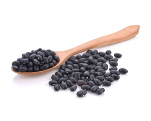 Black beans on white background