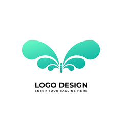 Creative butterfly logo green color gradient	vector image