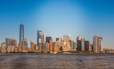 Fototapeta na wymiar View of Manhattan from the water in New York, USA