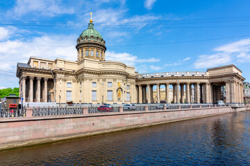 Fototapeta na wymiar Kazan (Kazansky) Cathedral on Nevsky prospect and Griboedov canal, Saint Petersburg, Russia