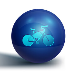 Blue Bicycle icon isolated on white background. Bike race. Extreme sport. Sport equipment. Blue circle button. Vector Illustration.