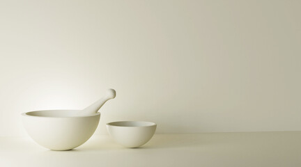 bowl mock up. pastel bowl with pastel background. Backdrop design for product promotion. 3d rendering